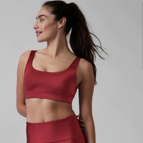 ATHLETA EXHALE SHINE SPORTS BRA A-C, SIZE SMALL (S), RED - Picture 1 of 4